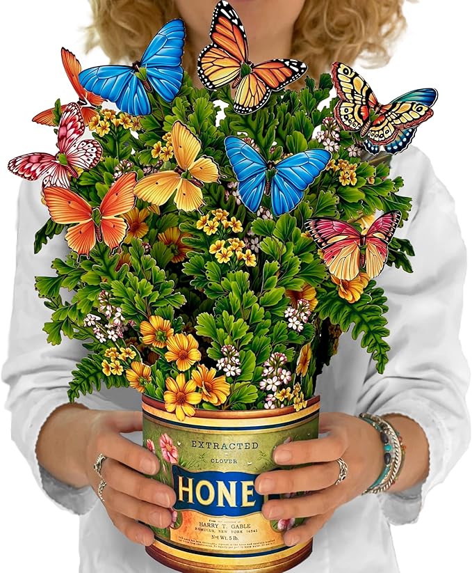 Freshcut Paper Pop Up Cards, Butterflies & Buttercups, 12 Inch Life Sized Forever Flower Bouquet 3D Popup Greeting Card, Birthday Cards, Thank You Card, Blank Notecard & Envelope