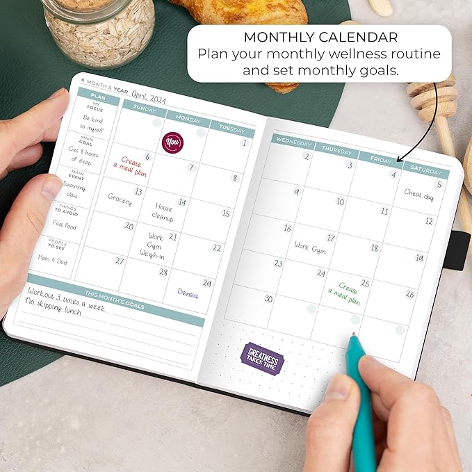 Clever Fox Food Journal Pocket - Daily Food Diary, Meal Planner to Track Calories & Nutrients, Weight Loss Tracker Notebook, 4x5.5” (Black)