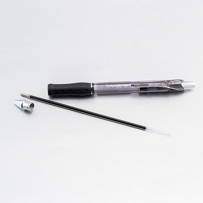Pentel RSVP Super RT Ballpoint Pen, (0.7mm) Fine Line, Black Ink, 2-Pk - BX477BP2A