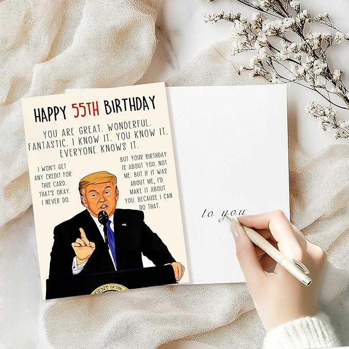 Funny Trump 55th Birthday Card for Women Men, Humor Donald 55th Birthday Gift for Him Her, Happy 55 Year Old Birthday Card Gifts for Husband Wife Dad Mom, Unique 50th Birthday