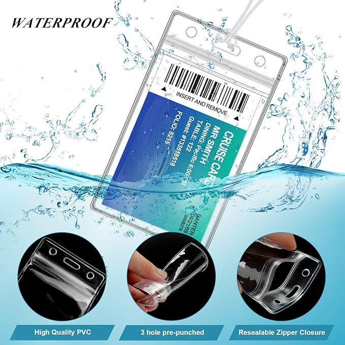 50 Pack Clear Plastic Luggage Bag Tag Holder Badge Label Tag Holder with 50 Pack Luggage Loops Straps for Office Business Travel Supplies