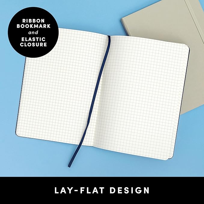 PAPERAGE Graph Paper Journal Notebook, (Lavender), 160 Pages, Medium 5.6 in x 8 in - 100 GSM Thick Paper – Hardcover Grid Notebook for Work or School