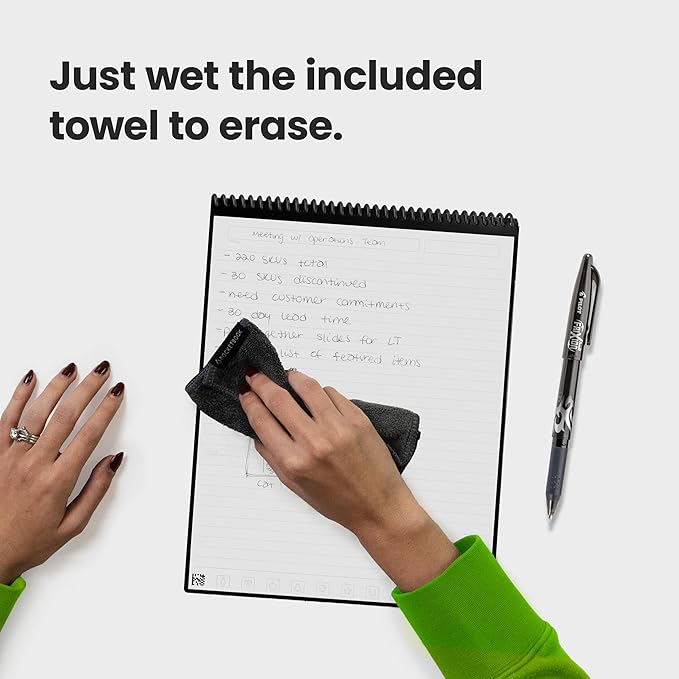Rocketbook Flip - with 1 Pilot Frixion Pen & 1 Microfiber Cloth Included - Gray Cover, Letter Size (8.5" x 11")