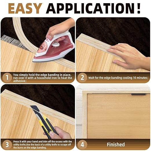GSCIT Club Oak Edge Banding, 2 inch x 500ft roll of Veneer Edge Banding Preglued Flexible, Wood Tape Banding for Repair Furniture