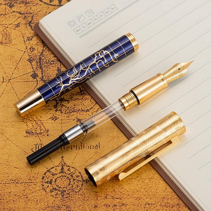 Hongdian 8041 Qinghai-Tibet Plateau Souvenir Fountain Pen, Iridum Fine Golden Nib with Metal Pen Box Set