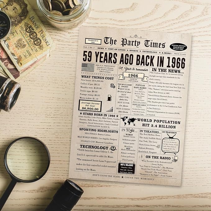 Funny 59th Birthday Card for Her Him, Retro 59th Birthday Decorations for Women Men Mom Dad, Large 59 Years Old Bday Gift Ideas