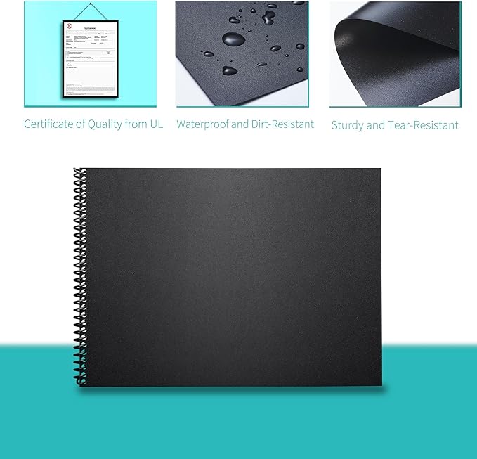 Binditek 50 Pack 16 Mil Sand-Textured Polycover, 11 x 17 Inches Front and Back Covers, Lightly Sanded Finish, Heavyduty Binding Presentation Covers for Business Reports, Tabloid, Black