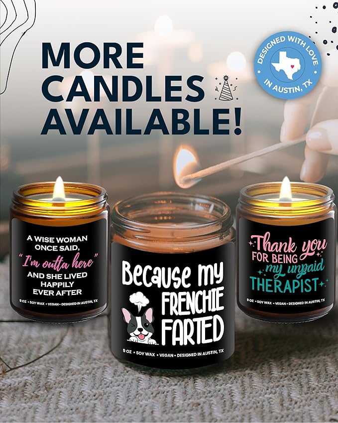 Funny Frenchie Candle, Frenchie Gifts for Women, Frenchie Gifts, Unique French Bulldog Gift Ideas, Frenchie Gifts for Frenchie Lovers, Perfect Frenchie Gifts for Girls, Birthday, Christmas, Gift-Ready