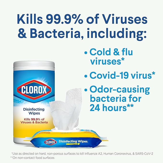 Clorox Disinfecting Wipes Value Pack, Household Essentials, Dorm Room Essentials, 75 Count, Pack of 3 (Package May Vary)