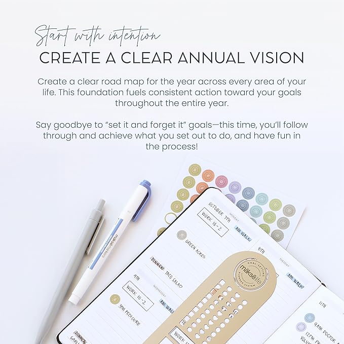 Quarterly Undated Planner - Goal Setting And Weekly Planner, Productivity Tools, Time-Management, Habit Tracker, Dark Gray