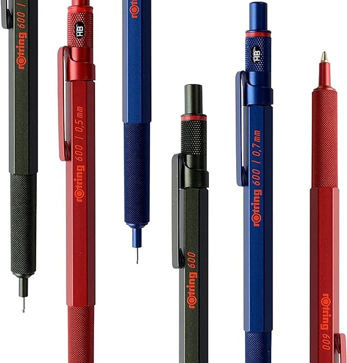 rOtring 600 Ballpoint Pen, Medium Point, Black Ink, Red Barrel, Refillable