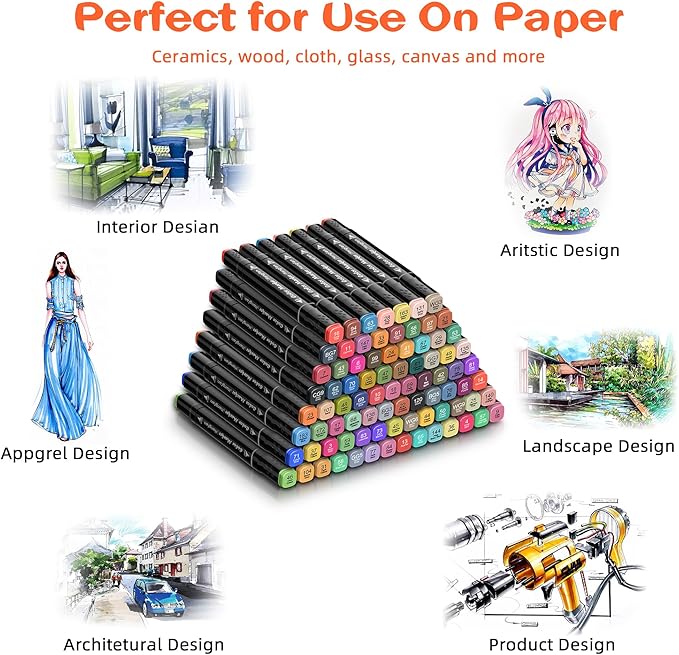 Alcohol,84 Colors Dual Tip Coloring Markers for Adults,Markers for Adults,Give 1 White Highlighter,1 Tracing Pen,Coloring Illustrations Sketch Drawing Painting Card Making(Black Pen Container)