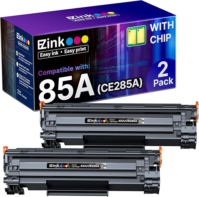 E-Z Ink 85A Black Compatible Toner Cartridge Replacement for HP 85A Black Toner Cartridge CE285A 85A CE285 Use for HP Laserjet p1102w P1102 P1109W M1217nfw M1212 M1212nf M1217 Pro Printer (2-Pack)