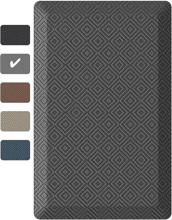 Ophanie Kitchen mats for Floor, Kitchen Rugs, Anti Fatigue Standing Cushioned Mat, Waterproof, Comfort Ergonomic mat for Office, Home, Sink, 9/10 inch Thick Memory Foam 20x32 Grey Non-Slip Bottom