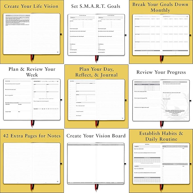 The Phoenix Journal - Best Daily Goal Planner, Organizer, & Calendar for Goal Setting, Gratitude, Happiness, & Productivity - Vision Board & Habit Tracking - 12 Weeks, Undated, Hardcover (Purple)