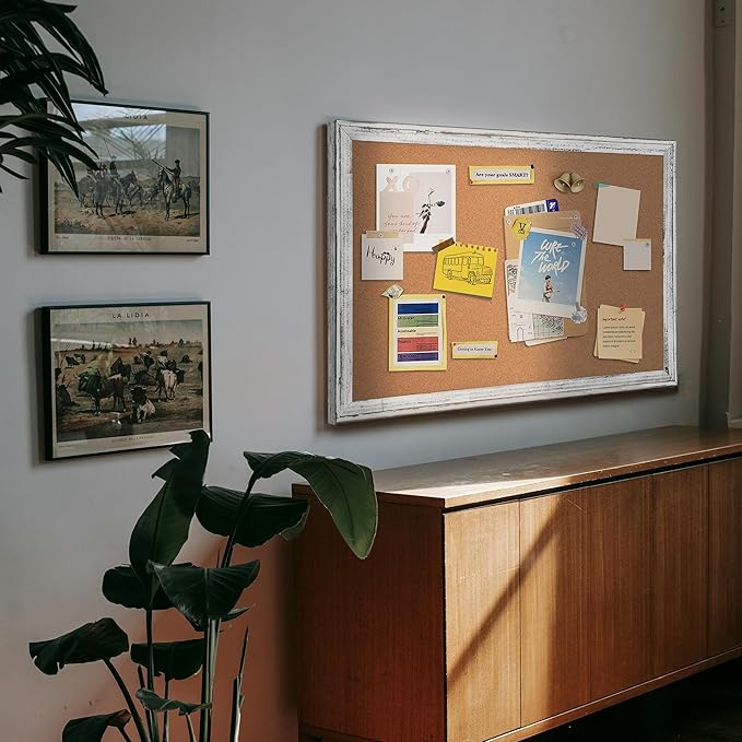 Large Cork Board, 48" x 36", Big Bulletin Board White Framed Corkboard for Wall, Decorative Pin Board Vision Board Memo Board for Office Home School