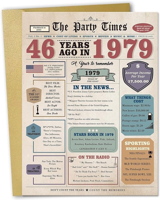 46th Birthday Gifts Men Women, 46th Birthday Card for Him Her, 46 Year Old Birthday Decorations for Husband Wife