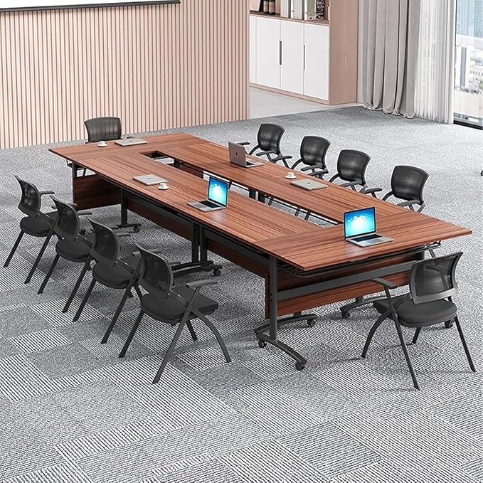 Conference Table,Folding Conference Tables Modern White Conference Room Table with Wheels, 2-10 Persons,for Office, Meeting Room (2, 1619YHT, 55IN)