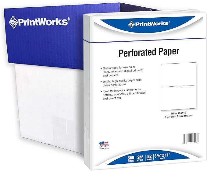 PrintWorks Professional Perforated Paper, 2500 Sheets, 2 Part Perf