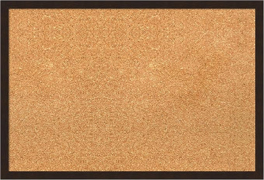 Amanti Art Natural Cork Board for Wall, 17x25 Vision Board with Brown Wood Frame, Medium Corkboard Office Decor for Home Organization, Rustic Farmhouse Corkboard Pinboard to display items for home