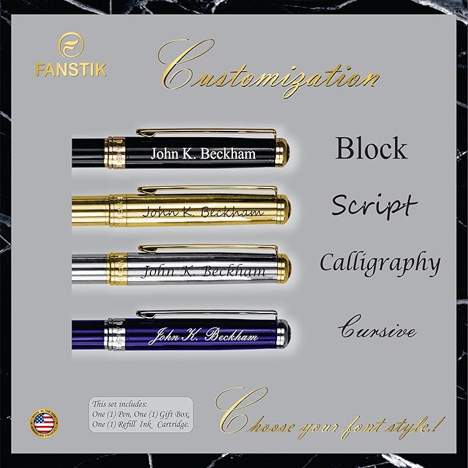 Customized Silver Luxury Rollerball pen (Made In USA) fancy gift set for women, Chrome Finish, Professional executive pen gift set for men (Lux Custom-Rollerball Silver)