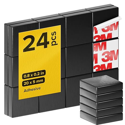 X-bet MAGNET Strong Magnets - Square Heavy Duty Adhesive Sticky Magnets for Crafts, Fridge, 0.8 inch, 24pcs
