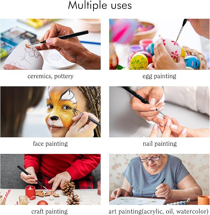 ARTIFY Miniature Drybrush Paint Brush Set: 14-Piece Round Small Detail Model Paintbrushes, Thin Mini Tiny Micro Paint Brushes for Miniature Painting