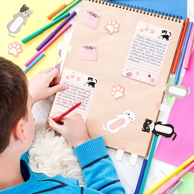 I Just Really Like Cat Sticky Notes Set, 550 Sheets, Cute Cat and Paw Shaped Self-Stick Notes Pads Animal Divider Tabs Bundle Writing Memo Pads Back to School Office Supplies Small Gift