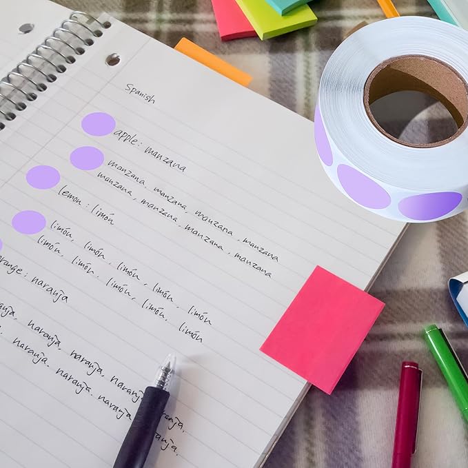 PARLAIM 3/4 Inch Round Permanent Adhesive Color-Code Dot Stickers,1000 Stickers Roll dots Label Dispenser Box Circle Stickers Labels (Lavender)