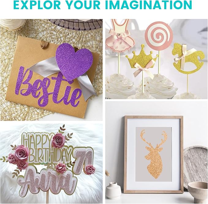 40 Sheets 300GSM HTVRONT Glitter Cardstock Paper - 13 Colors Glitter Card Stock, 110lb Cover A4 Thick Glitter Cards for Craft, Birthday, Scrapbook, Wedding, Sparkly Paper, Card Making