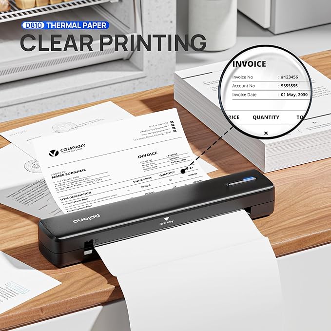 POLONO D810 Thermal Printer Paper 8.5 x 11 Inch, Advanced Thermal Printing, US Letter Size Thermal Paper Compatible with D810, Size 8.5" x 11", 200 Sheets