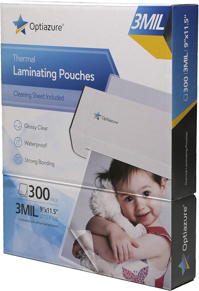 Thermal Laminating Pouches 9"x11.5" Inches, 3mil 300Pack, Clear, Letter Size