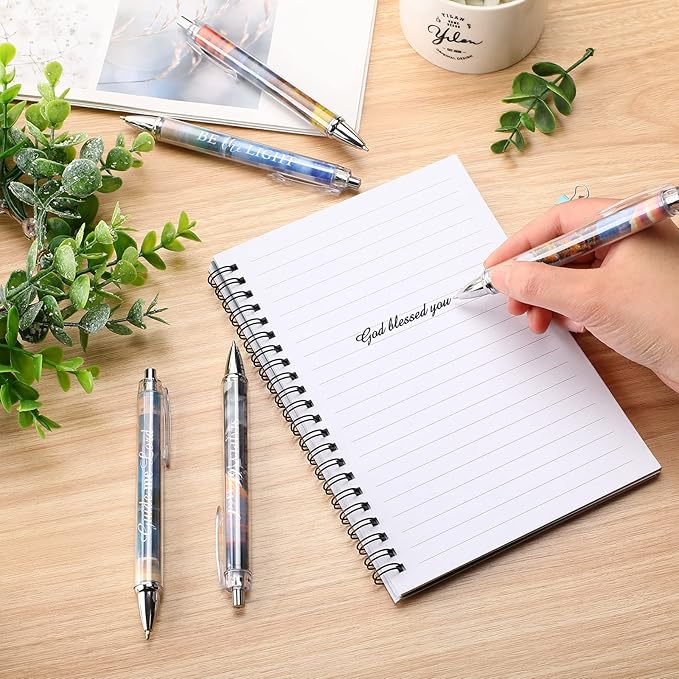 Tinlade 10 Pcs Christian Pens for Women Religious Ink Pens Easter Gifts Inspirational Quotes Bible Verse Ballpoint Funny Office Supplies for Women Men Coworker(Landscape)