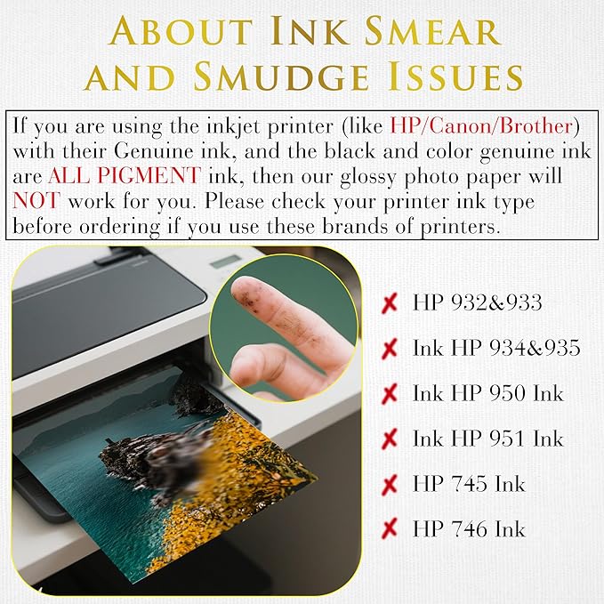 A-SUB Inkjet Glossy Photo Paper 4X6 Inches 48lb 180gsm Professional Glossy Photographic Paper for Inkjet Printers Dye Ink 100 Sheets