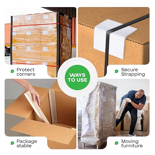 IDL Packaging - CEP-48-M Cardboard Edge Protector 2” X 2” X 48”, Pack of 50 – V-Board Reinforced Cardboard Corners for Shipping – White Kraft Cardboard Corners for Packing – Moving Corner Protectors
