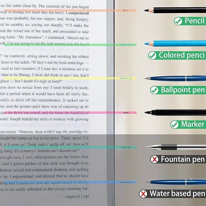 HAUTOCO 960PCS Highlighter Tape for Books, 6 Sheets Long Sticky Notes Tabs for Annotating Books, Transparent Highlighter Strips Index Flags Page Markers for Aesthetic Office School Study Supplies