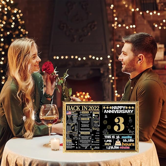 Joycard 3th Anniversary Card for Women Men, Gold Wedding Card for Wife Husband, Sweet Marriage Decorations Gifts for Couple, Perfect for Her Him on Anniversary Day, Back in 2022