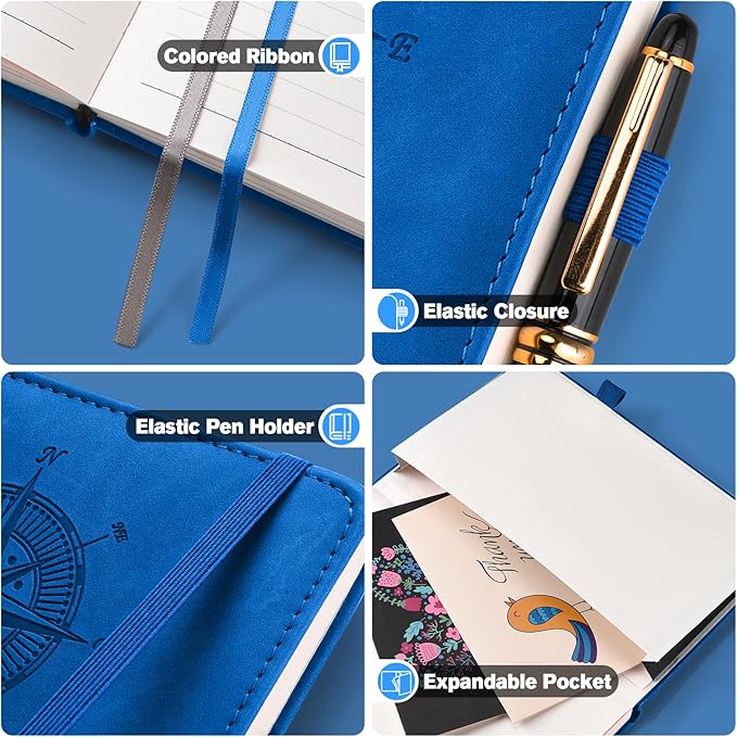 Notebook Journal for Women Men: Leather Journal for Writing, Hardcover College Ruled Journals Notebooks with Thick Paper, Large A4 Daily Journal for Travel, Diary, Gifts for Teens, 8.5"×11", Blue