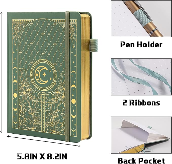 TIEFOSSI Bullet Dotted Journal Notebook, 160gsm 256 Numbered Thick Paper, A5 Hardcover Dotted Grid Diary for Women Men Work Writing, Bullet Journaling, Drawing, 5.8 x 8.3 in
