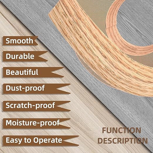 GSCIT Club Oak Wood Veneer, 12 inch x 50ft Wood Red Oak Edge Banding Pre-glued Flexible, Veneer Tape Banding for Cabinet Repair Furniture Restoration
