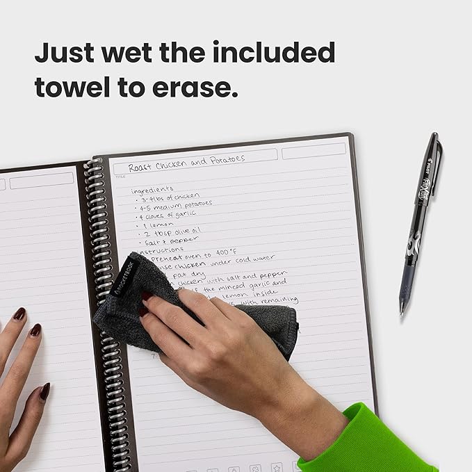 Rocketbook New Core Reusable Spiral Notebook, Letter Size 8.5x11, Gray - Lined Pages, App-Connected, Erasable, Durable Cover, Ideal for School, Work, and Creative Projects (Pack of 1)