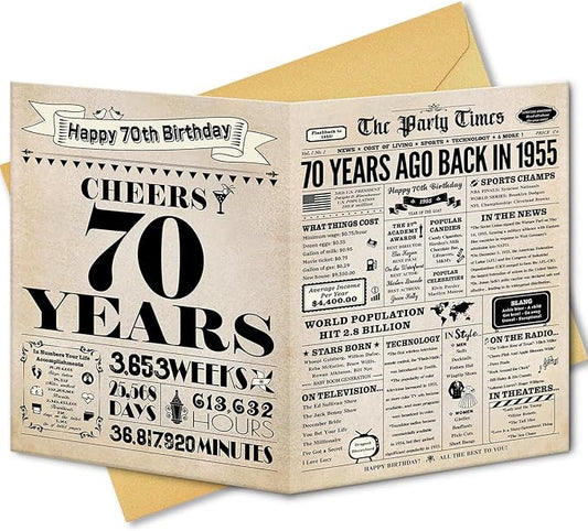 70th Birthday Card, 70th Birthday Decorations for Women Men, 70th Birthday Gifts for Mom Dad, Back in 1955 Birthday Card