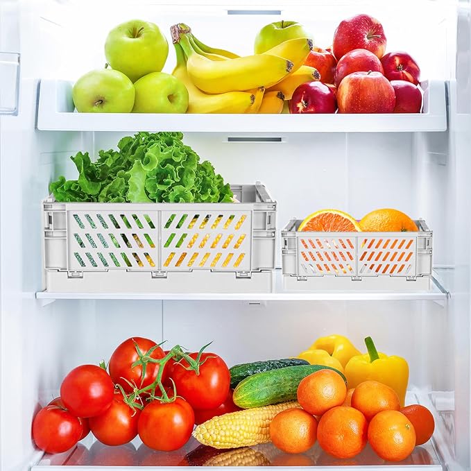 Tixill 2-Pack Mini Foldable Plastic Baskets for Organizing and Storage, Collapsible Storage Crate for Home Kitchen Bedroom Bathroom Office (9.8x6.5x3.8, Grey)