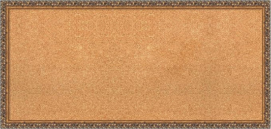 Amanti Art Natural Cork Board for Wall, 18x38 Vision Board with Bronze Frame, Medium Corkboard Office Decor for Home Organization, Traditional Corkboard Pinboard to Display Items for Home