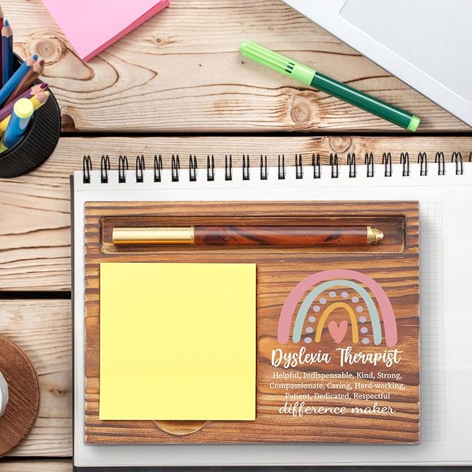 Dyslexia Therapist Gift Sticky Note Holder, Thank You Gifts for Dyslexia Therapy, Dyslexia Teacher Specialist Appreciation, Self-Stick Note Pad Holders for Therapist Clinic Staff TZP50