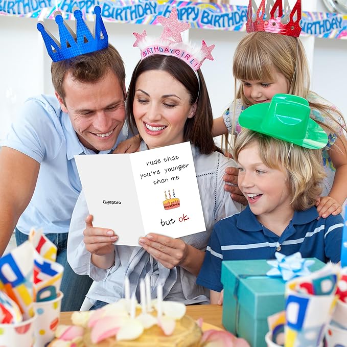 Funny Birthday Card for Her Him, Hilarious Birthday Card for Friends, Humorous Birthday Cards for Son Daughter Sister Brother Best Friend, Rude That You're Younger Than Me But Ok