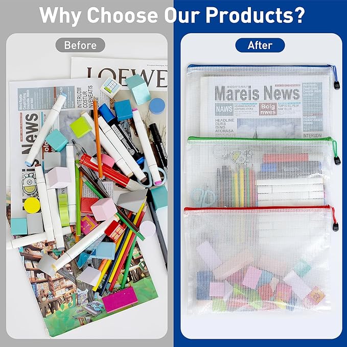 60pcs Mesh Zipper Pouch, A4 Zipper Bags for Organizing, Mesh Zipper Bag, File Organizer Pouches, Storage Pouch, Mesh Zipper Pouches for Organizing, School Office Supplies