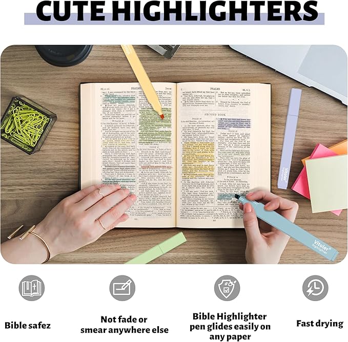 Highlighters,10Pcs Bible Highlighters,Chisel Tip Office Accessories for Journaling Planner Notes School Supplies