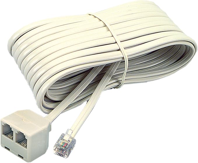 Softalk 04130 Corded Duplex Jack 25-Feet Almond Landline Telephone Accessory