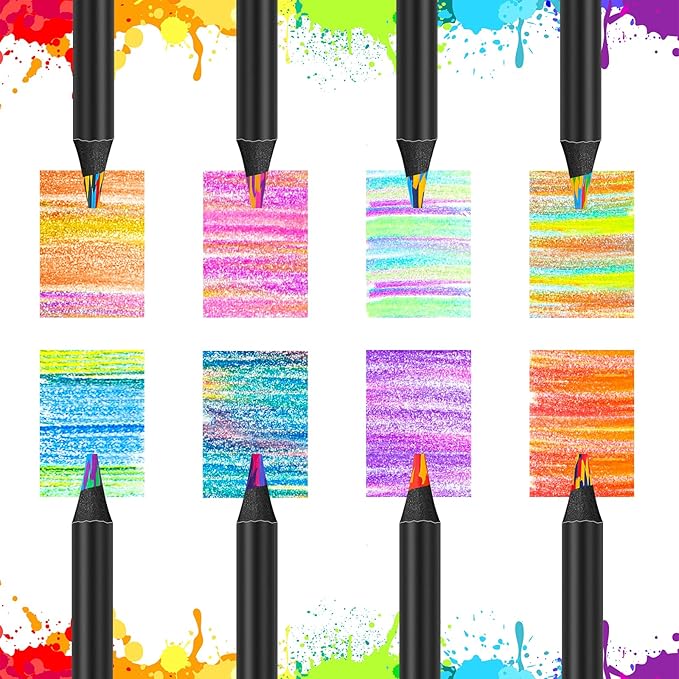 8-Color Rainbow Colored Pencils for Adult Coloring Books, Aesthetic Drawing Pencils, Jumbo Coloring Pencil, Art Supplies for Adults, Cute Art Kit Fun Color Pencil Set, Gifts for Kids